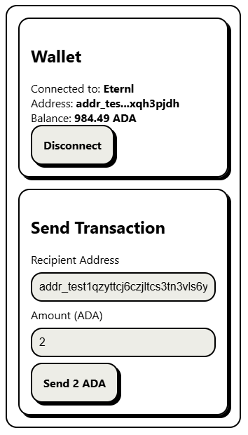 Completed Cardano Transaction App with Next.js and Weld